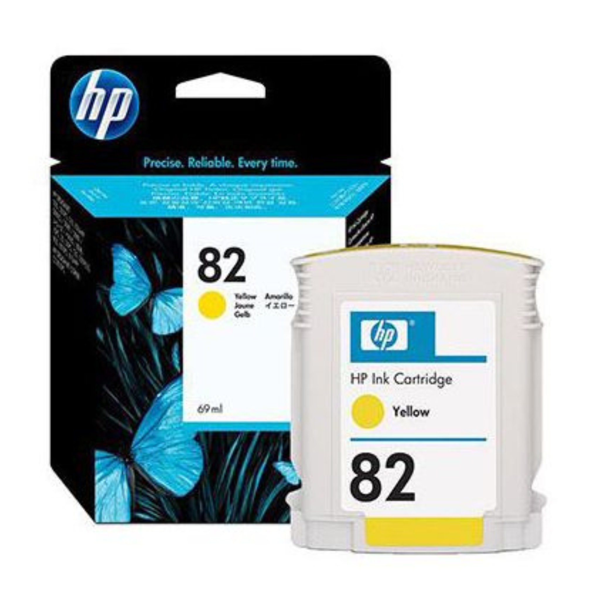HP 82 Ink Cartridges High-Yield Original Ink for HP DesignJet Printers | Compatible with HP DesignJet 500, 510, 800 Series Available in Black, Cyan, Magenta, and Yellow for Sharp, Professional Prints Yellow OneCart