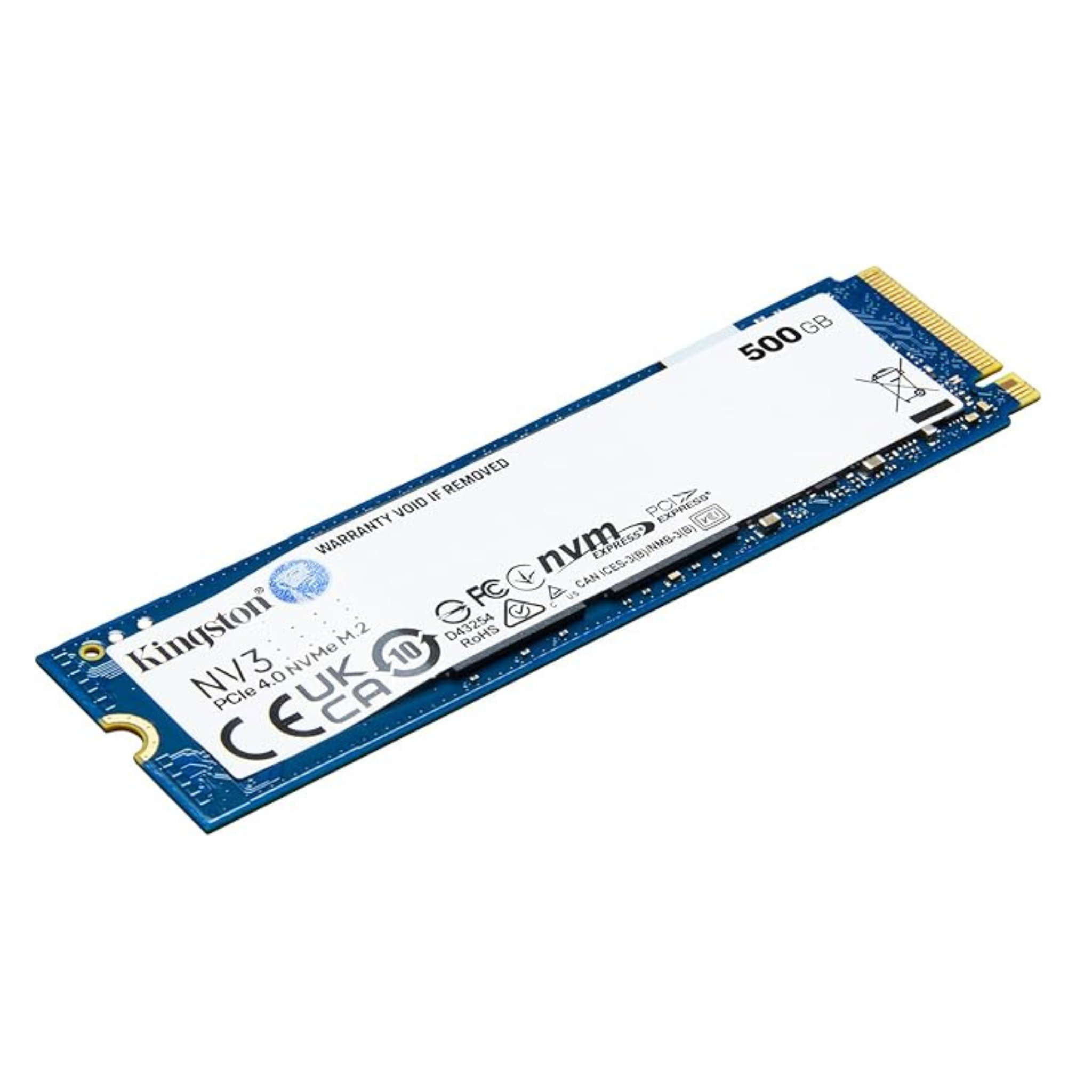 Kingston NV3 PCIe 4.0 NVMe Internal SSD 500GB M.2 2280, 5000 MB/s Sequential Read, 3000 MB/s Sequential Write, 3D NAND, High-Endurance 160 TBW Storage Drive | SNV3S/500G OneCart