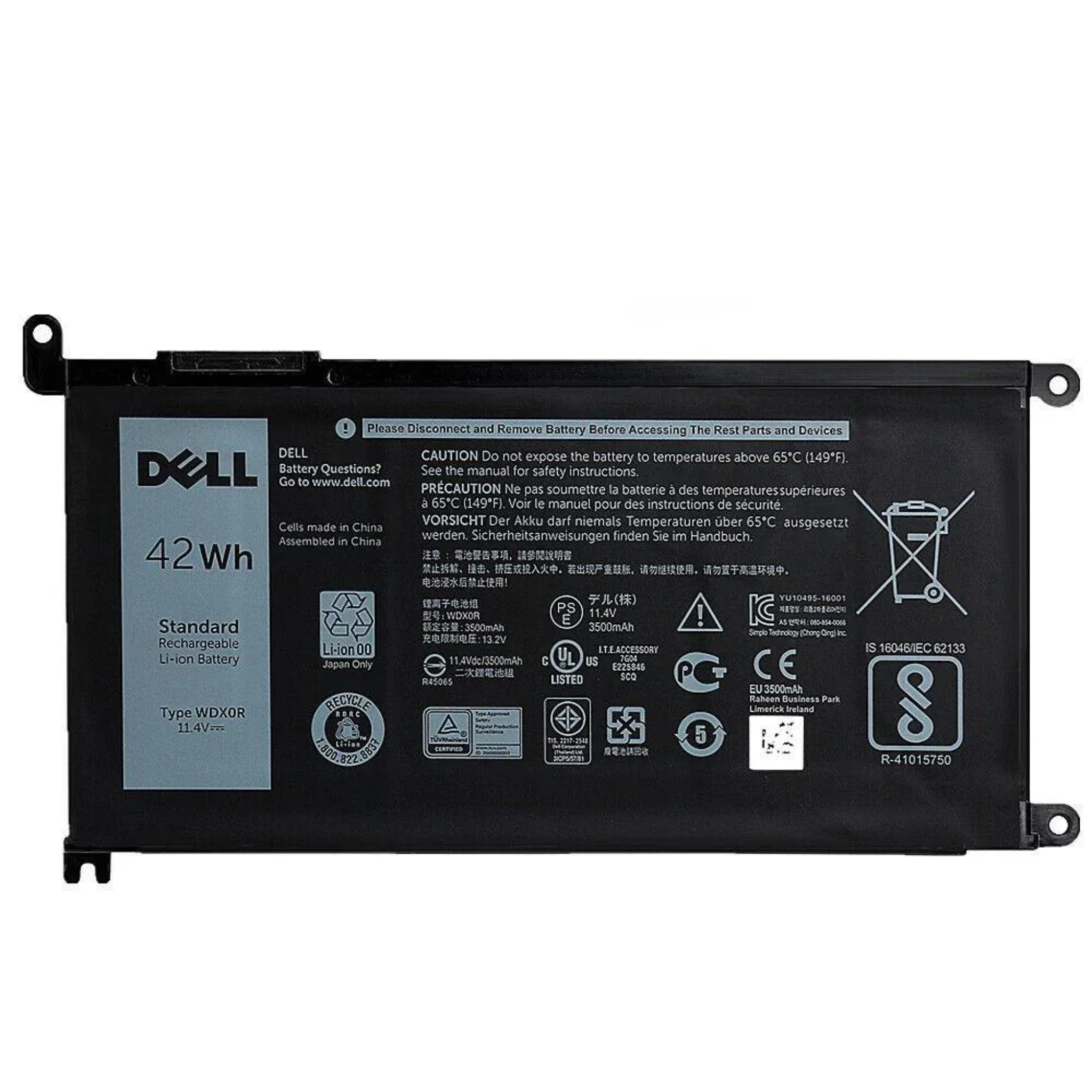 Original Dell Inspiron 13 WDXOR P75G001 P69G P69G001 P66F001 7579 7569 P58F and Inspiron 17 5765 5767 42Wh 4-cell 11.4V Battery OneCart