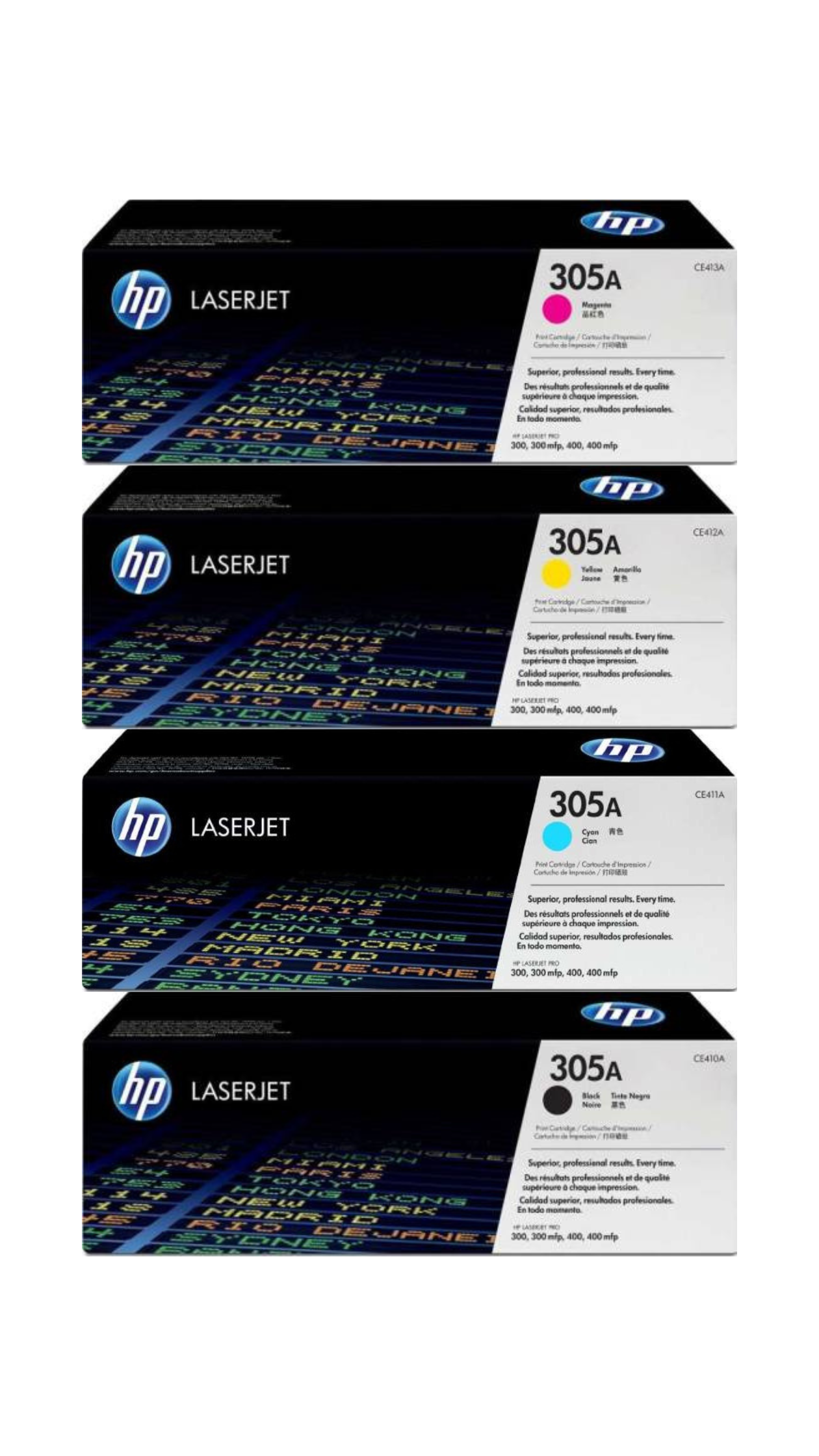 HP Original 305A Toner Cartridge CE410A / CE411A / CE412A / CE413A 4Pack OneCart