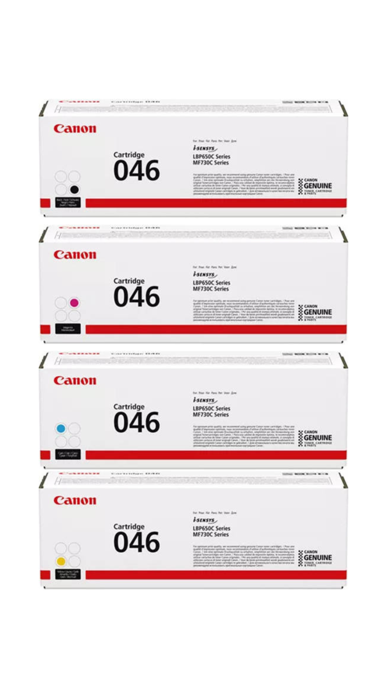 Canon 046 Toner Cartridges - Black, Cyan, Magenta, Yellow for Superior Printing Quality OneCart