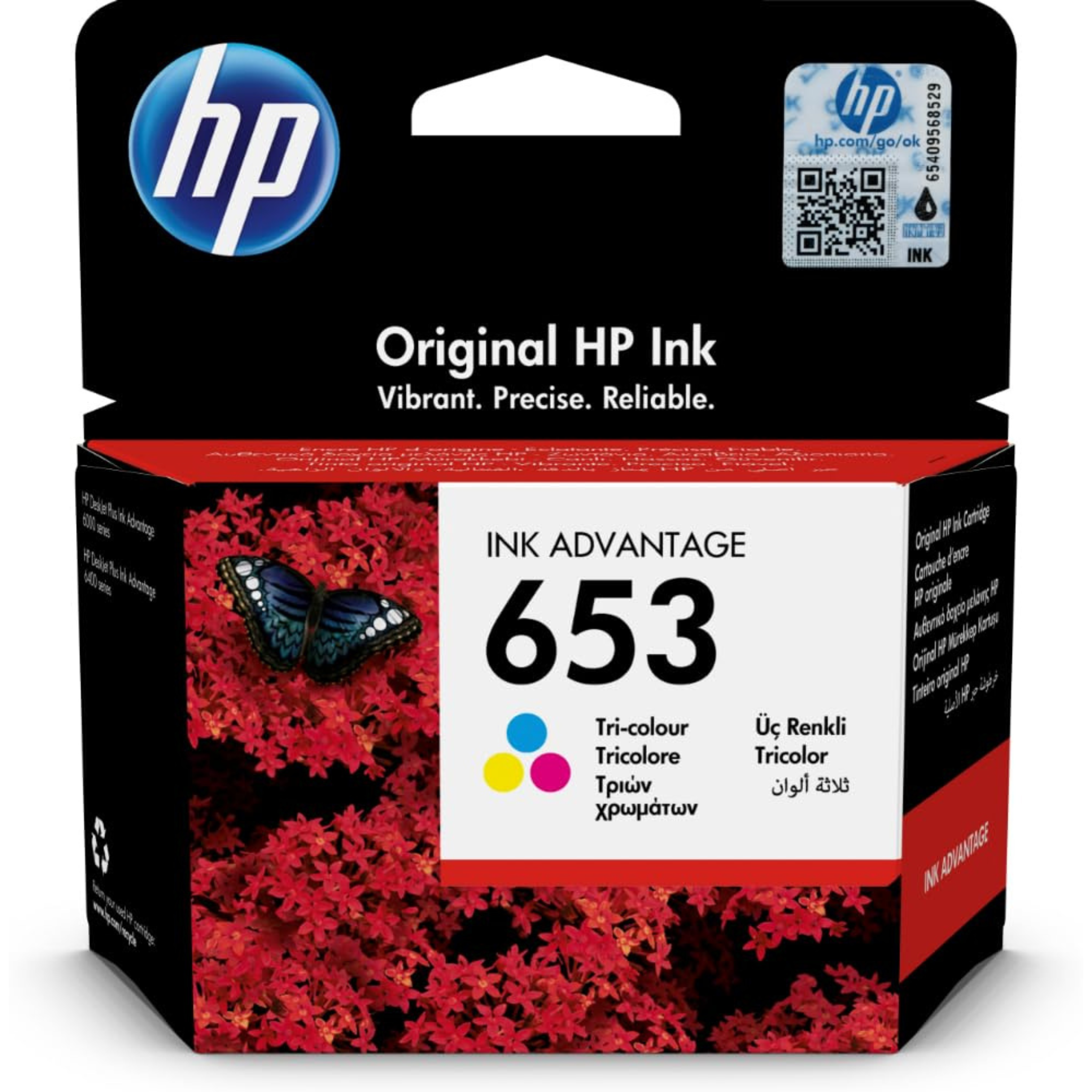HP 653 Tri-Color Original Ink Advantage Cartridge | 3YM74AE BHL – Genuine HP Ink for Vivid and Reliable Color Printing OneCart