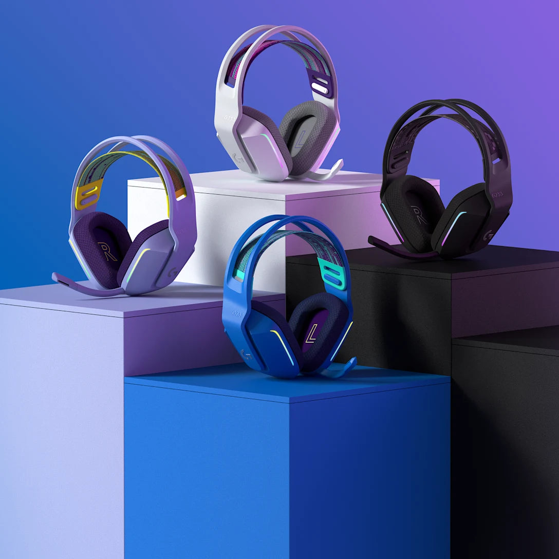Logitech G733 Lila LIGHTSPEED Wireless RGB Gaming Headset | DTS Headphone:X 2.0 Surround Sound, 20Hz–20kHz, 65.6ft Range, Ultra-Light Design, Blue VO!CE Mic, 29-Hour Battery Life OneCart