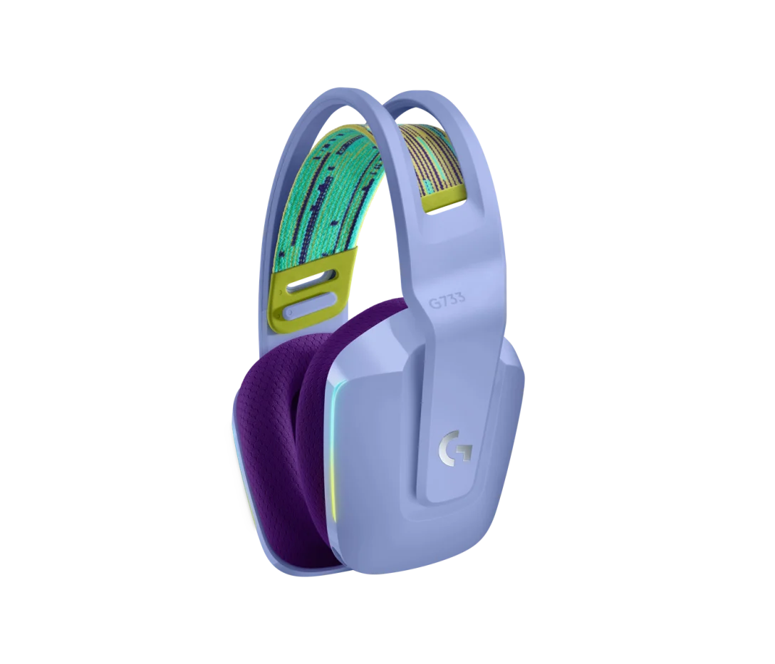 Logitech G733 Lila LIGHTSPEED Wireless RGB Gaming Headset | DTS Headphone:X 2.0 Surround Sound, 20Hz–20kHz, 65.6ft Range, Ultra-Light Design, Blue VO!CE Mic, 29-Hour Battery Life OneCart
