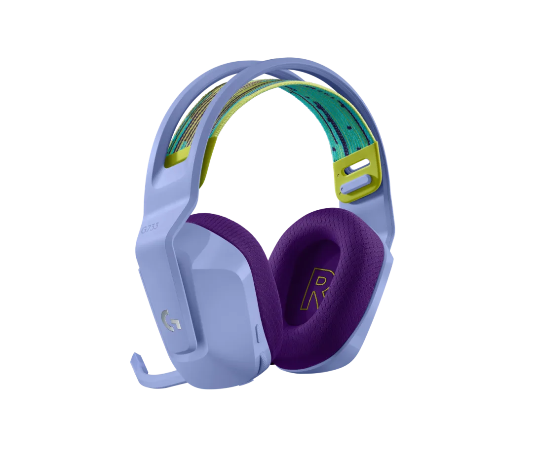 Logitech G733 Lila LIGHTSPEED Wireless RGB Gaming Headset | DTS Headphone:X 2.0 Surround Sound, 20Hz–20kHz, 65.6ft Range, Ultra-Light Design, Blue VO!CE Mic, 29-Hour Battery Life OneCart