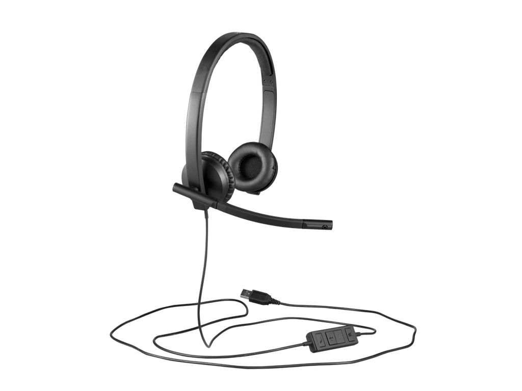 Logitech H570e USB Stereo Headphones, 30mm Drivers, 1.9m Cable, Plug-and-Play, Noise-Reducing Microphone | Black | 981-000575 OneCart