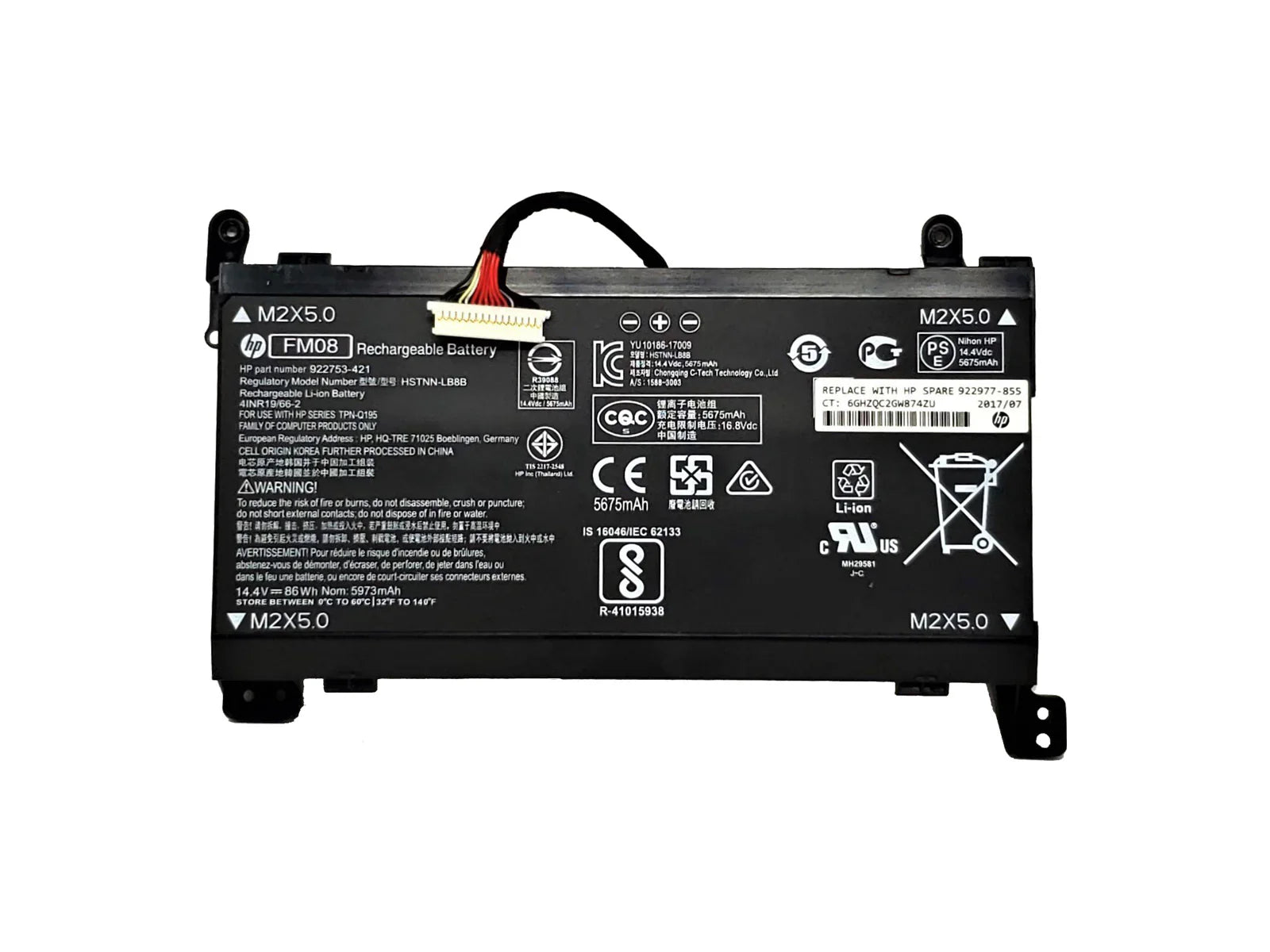 Original FM08 HP Omen 17-an014ng HSTNN-LB8B 922753-421 922977-855 Series 16 Cables Laptop Battery OneCart