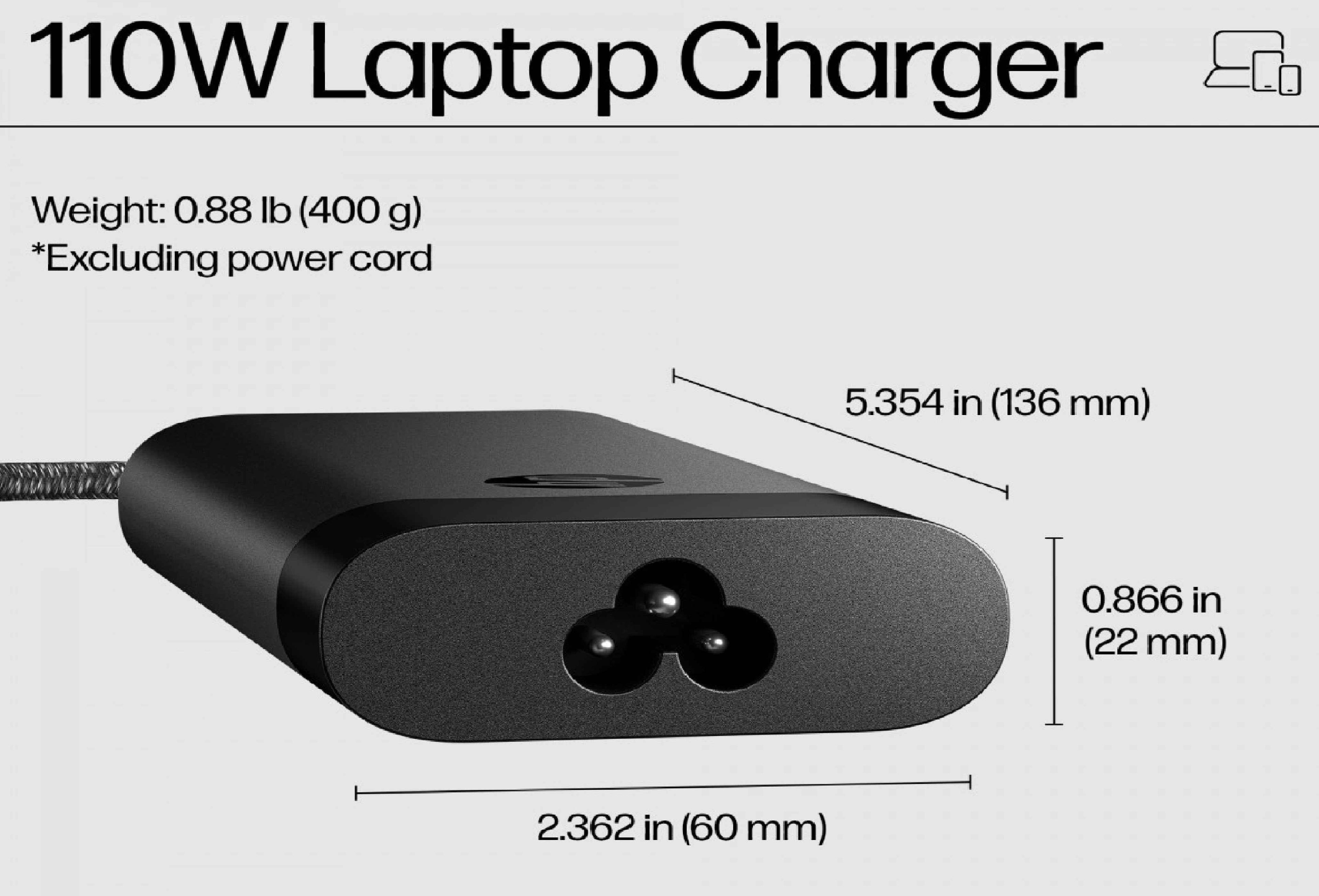 110W 5A 20V USB-C TPN-DA24 AC Original Charger for HP Spectre X360 Elitebook x360 HP Chromebook 14 14A G5 11 11A G6 EE G7 G8 X360 Laptop Power Supply Adapter Cord JS Bazar