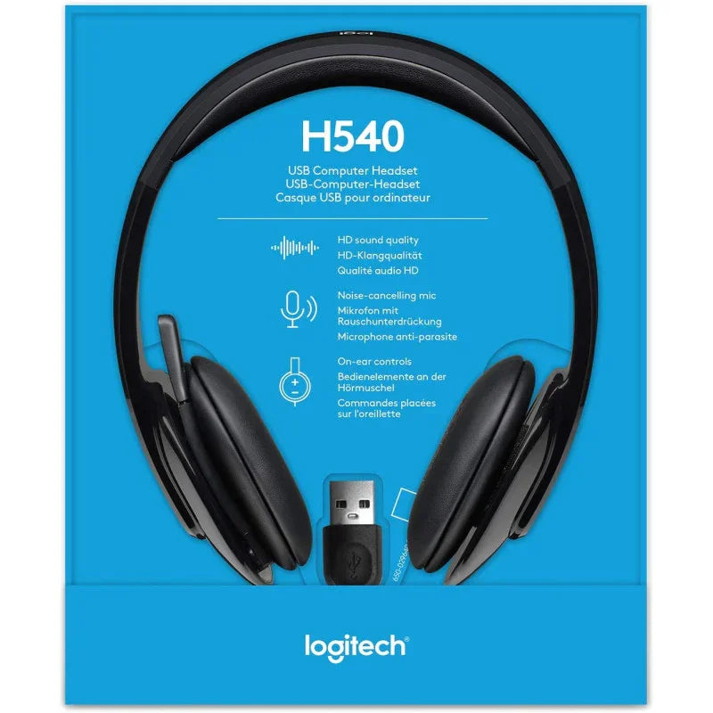 Logitech High-Performance USB Headset H540 for Windows and Mac | Skype Certified Stereo Headphones with Noise-Cancelling Microphone, On-Ear Controls, and Mute Indicator Light OneCart